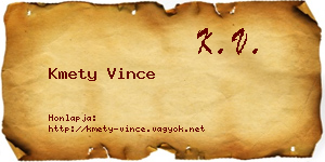 Kmety Vince névjegykártya